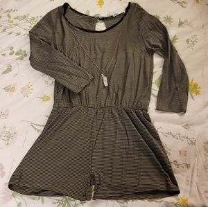 Striped Army Green Romper